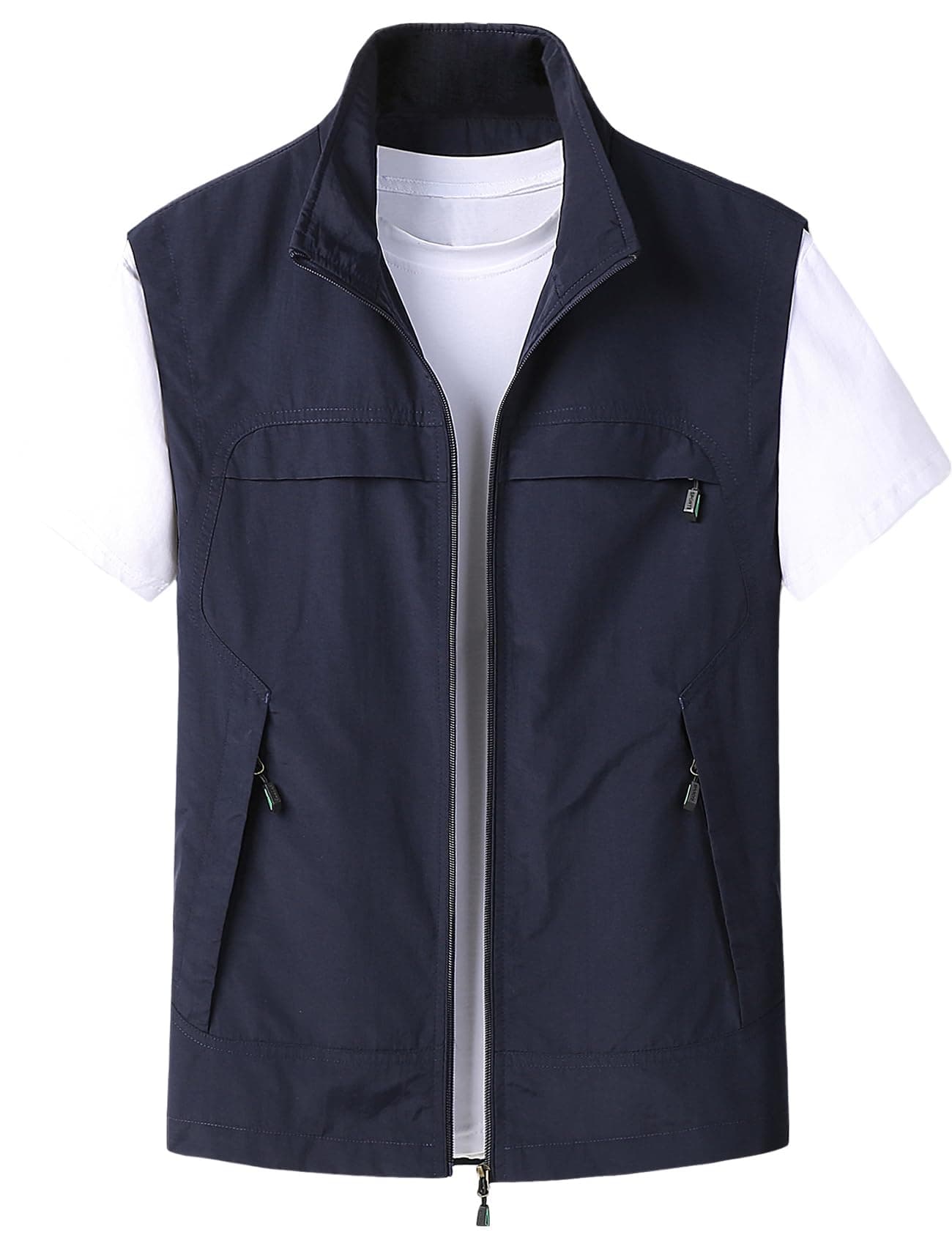 Gihuo Mens Vest Casual Lightweight Vests Summer Sleeveless Jackets for Travel Hiking Fishing(Navy-M)