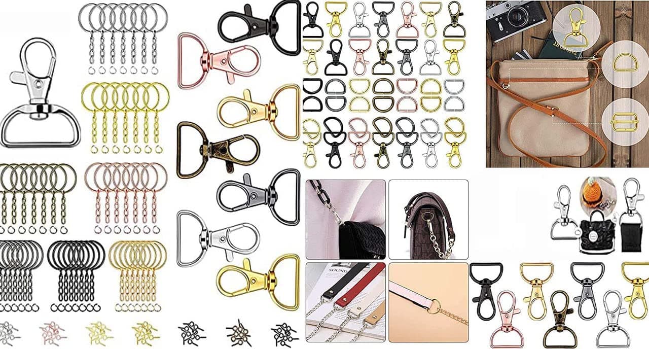 DIY Crafts 25 Pcs, Silvery Bright, Metal Lobster Claw Clasps 360°Swivel Trigger Snap Hooks by Swivel Clasps with D Ring (D Ring Inner Width (25 Pcs, Silvery Bright)