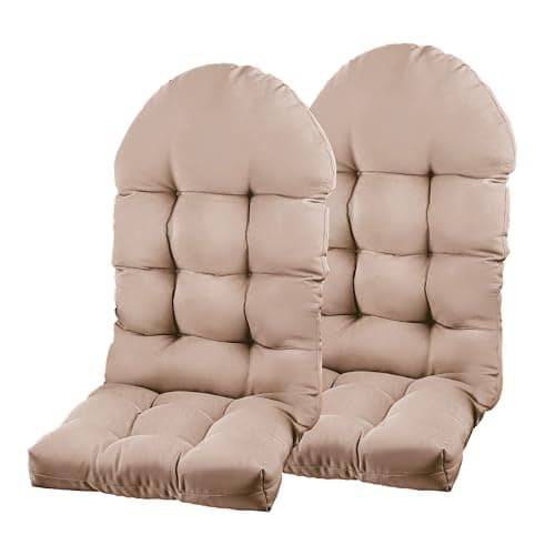PNP HWJIAJU Adirondack Chair Cushion Rocking Chair Cushion 44x194x4 inch High Back Patio Cushions of Upper and Lower with Ties Sunscreen and FadeResistant Beige 2