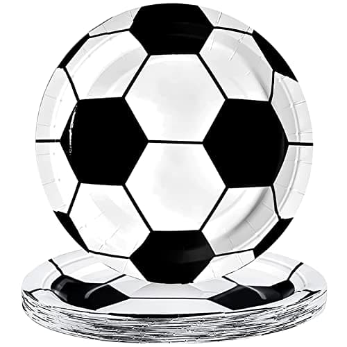 Poqirzan 50PCS Soccer Party Plates Soccer Birthday Party Supplies Soccer Paper Plates Disposable Dinner Plate Paper Food Trays Tableware Soccer Theme Party Supplies for Chips Salad Bread Plates 9 Inch