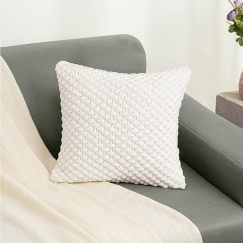 haus & kinder Decorative Embroidered Cushion Cover | Knitted Decorative Cushion Covers for Sofa, Living Room | 100% Cotton 210TC