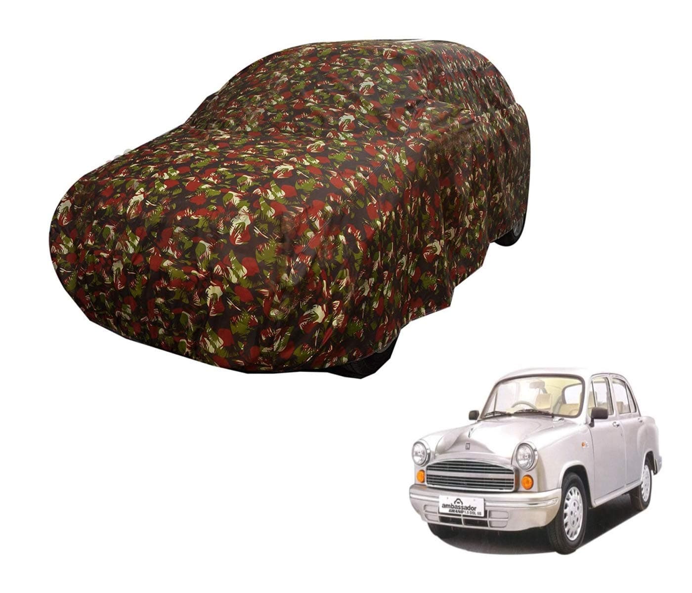 Auto Hub Car Cover Compatible with Hindustan Ambassador with Weather Proof, Triple Stitched, Ambassador Car Cover Jungle Look