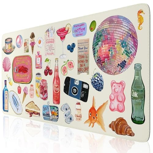 iCasso Office Desk Mat for Keyboard and Mouse, Large Mouse Pad, Desk Pad Mat, Anti-Slip Big Mousepad with Stitched Edges for Computer Desktop Cover Protector (Watercolor Stickers)
