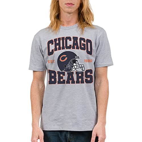 Junk Food NFL Chicago Bears Team Helmet Officially Licensed Adult Short Sleeve Fan Tee for Men and Women