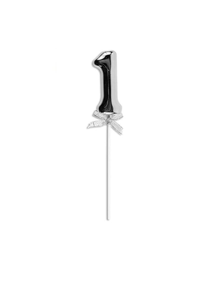 Number 1 Cake Topper Silver Glitter Acrylic Elegant Decoration for Birthday Wedding Anniversary Celebration Modern Party Supply