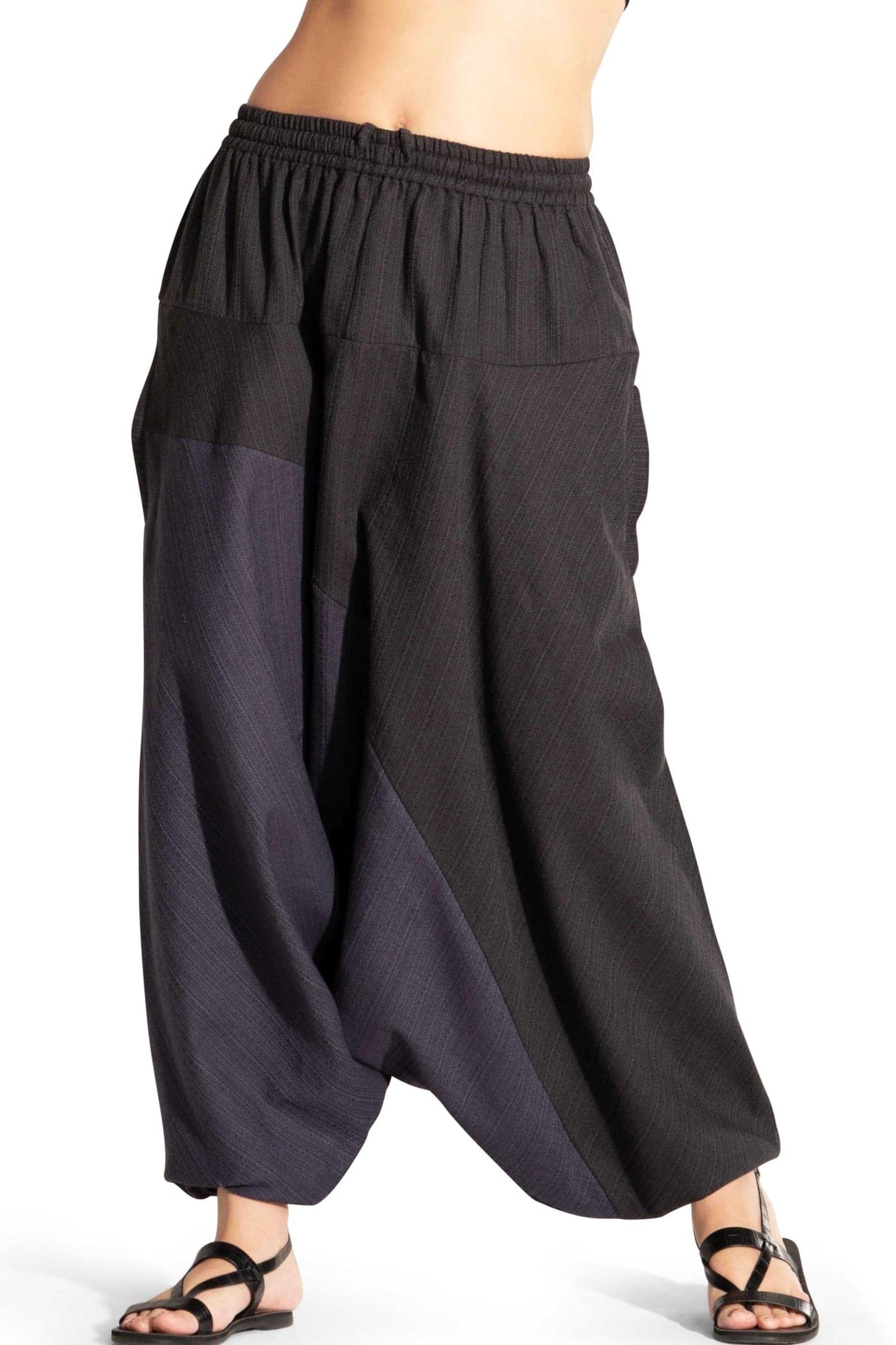 The Veshti Company Boho Wide Leg Yoga Pants Pyjama Parachute Pants with Pockets for Women Cotton Loose Flowy Lounge Harem Pants BlackBlue One Size
