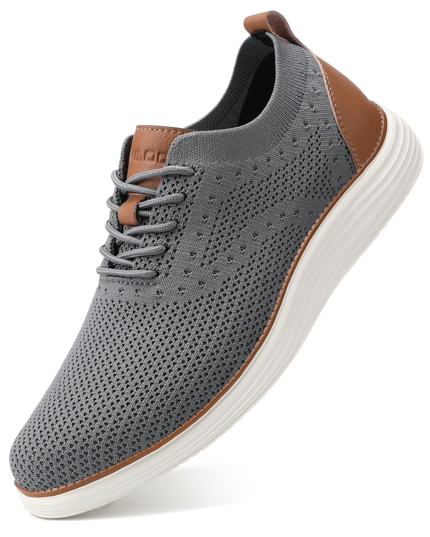 VILOCY Men's Casual Dress Sneakers Oxfords Business Mesh Breathable Walking Shoes Tennis Comfortable Fashion Office EU48 Grey