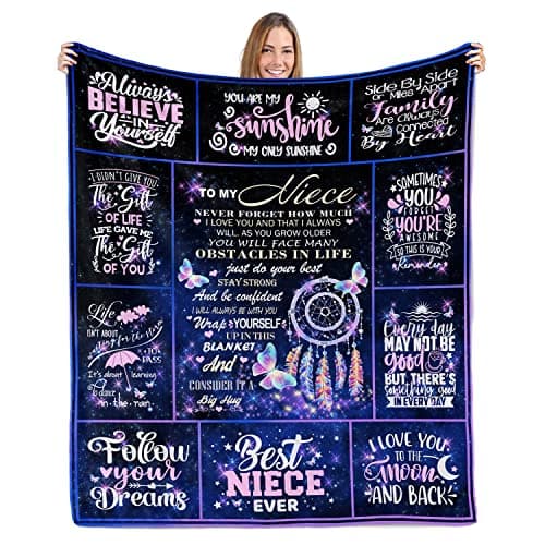 Sulpoie Niece Gifts from Auntie, Niece Birthday Gifts, Gift for Nieces from Aunt, Mothers Day, Birthday Gift for Niece Adult from Aunt/Uncle, Nieces Blanket, Cozy Warm Throw Blanket 60"X 50"