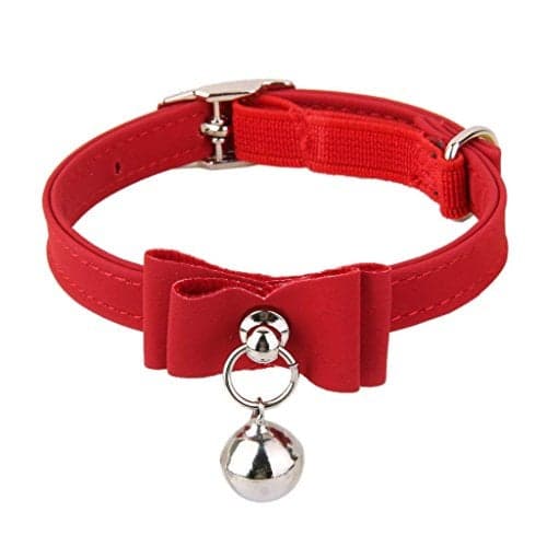 Newlly Adjustable Pet Kitten Cat Safety Collar Bell Buckle Neck (Red), Velvet, (Pack Of 1),27 Cm