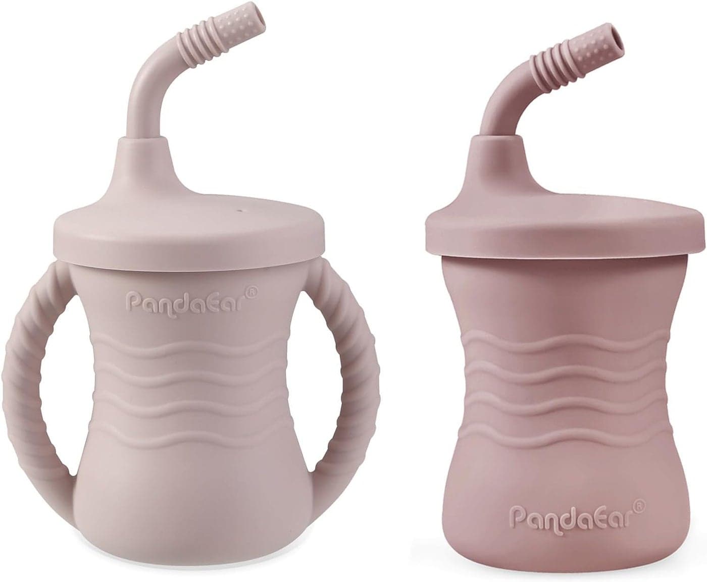 PandaEar 2 Pack Silicone Baby Training Cup Shatterproof Toddler Sippy Cups with Straw Drinking Sippy Cups for Baby and Toddler 6 Months 5 Oz Dark PinkLight Pink