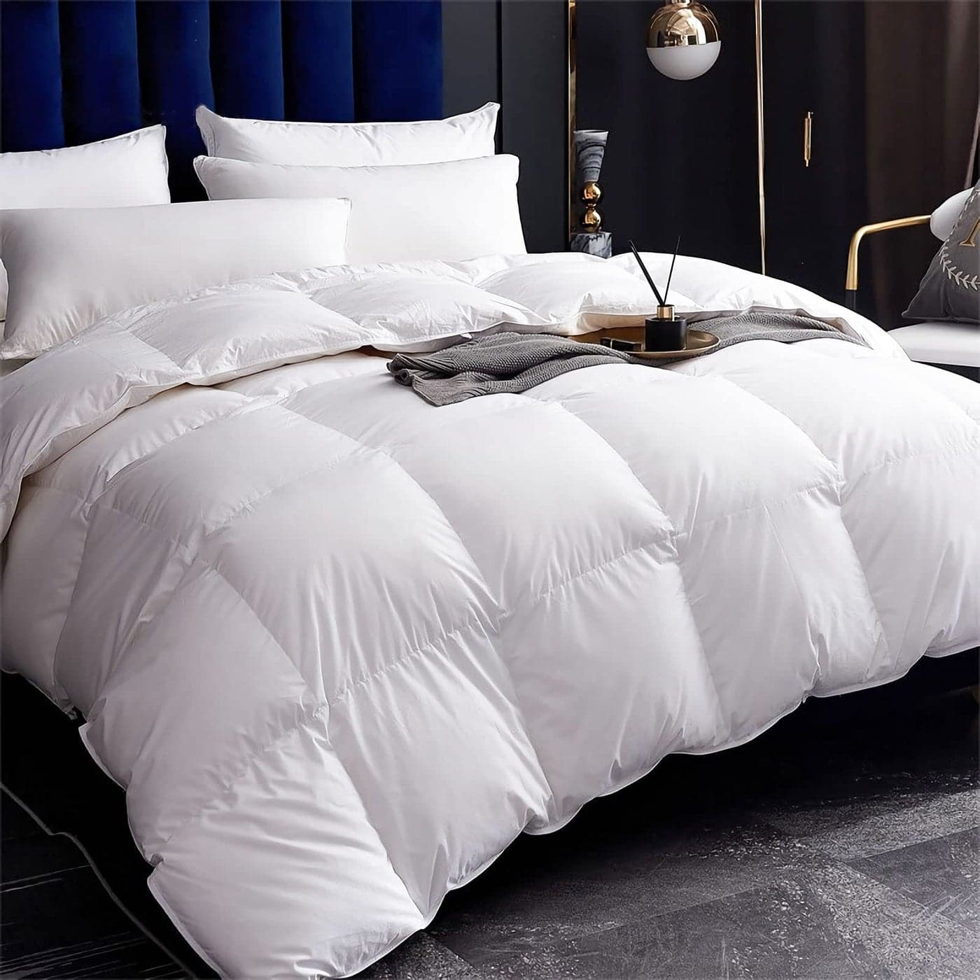 Cobnom Luxury Organic Feather Down Comforter Twin Size AllSeason Duvet Insert Fluffy 750 FillPower Down Feather Filled 100 Cotton Cover Medium Warm Ivory White 68x90 Inch