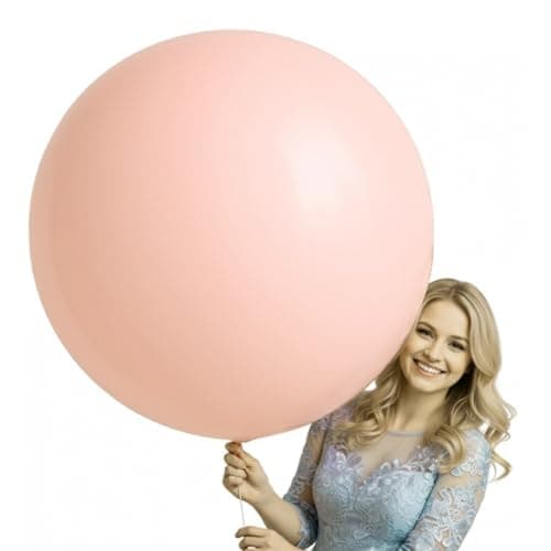 Wanna Party Large Macaron Peach Giant 36 Inch Balloon/Big Round Jumbo Party/Bladder for Birthday, Wedding, Baby Shower, Anniversary and Event Decoration