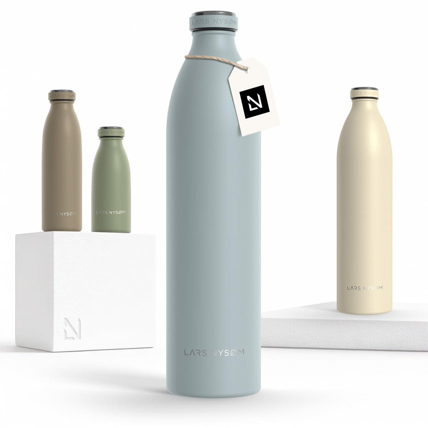 LARS NYSM Stainless Steel Insulated XL Water Bottle 12oz 17oz 25oz 34oz 51oz Insulated Thermo Flask for Hot and Cold Beverages Leakproof Drinking Bottle Sky Blue XL 1500ml