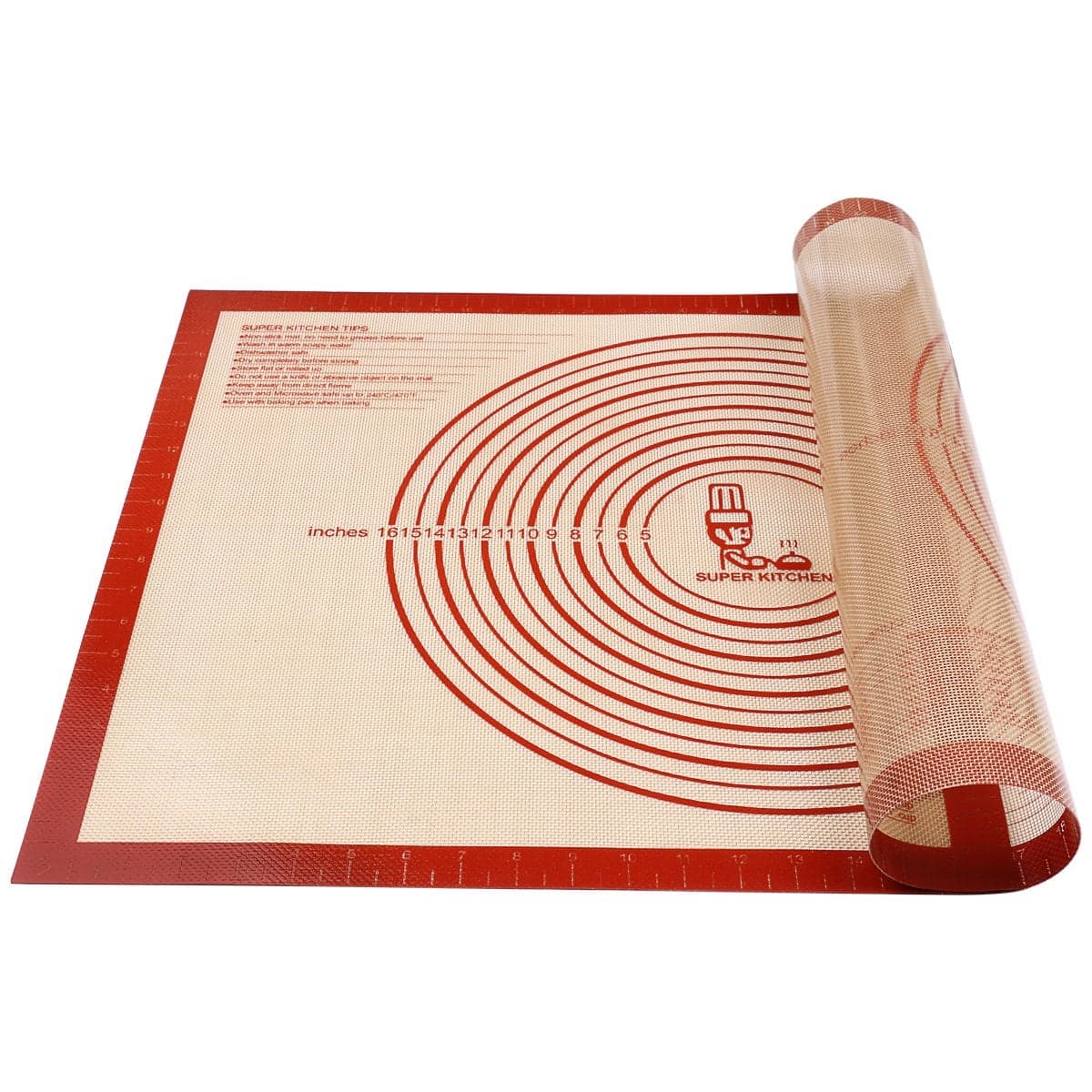 NonSlip Silicone Pastry Mat Extra Large with Measurements 71 51 cm for Baking Mat Counter Mat Dough Rolling MatPlacementFondantPie Crust Mat by Super Kitchen red