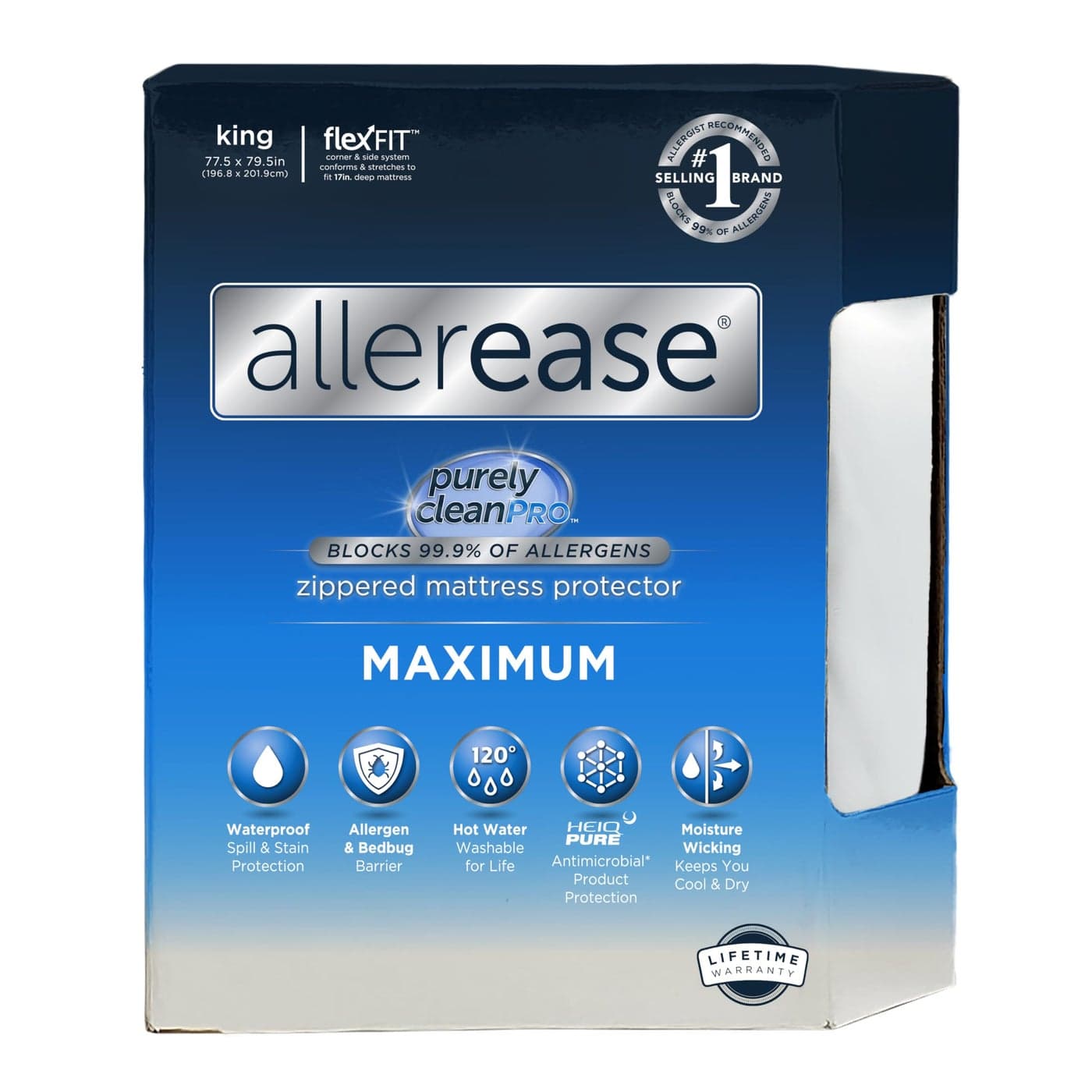 AllerEase Waterproof Mattress Protector, Maximum Allergy Mattress Protector, King Zippered Mattress Cover