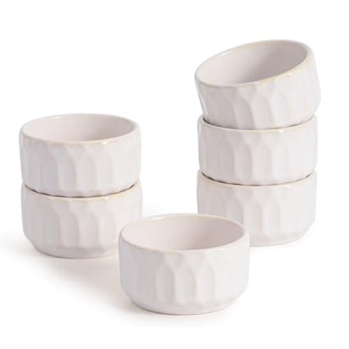 Ramekin Dish Set of 6, 4 OZ Ramekin for Creme Brulee, Lava Cake, Pudding, Souffle, Dishwasher and Oven Safe, Porcelain Ramekins for Baking, Thanksgiving Christmas Gift for Mother Father Women Men