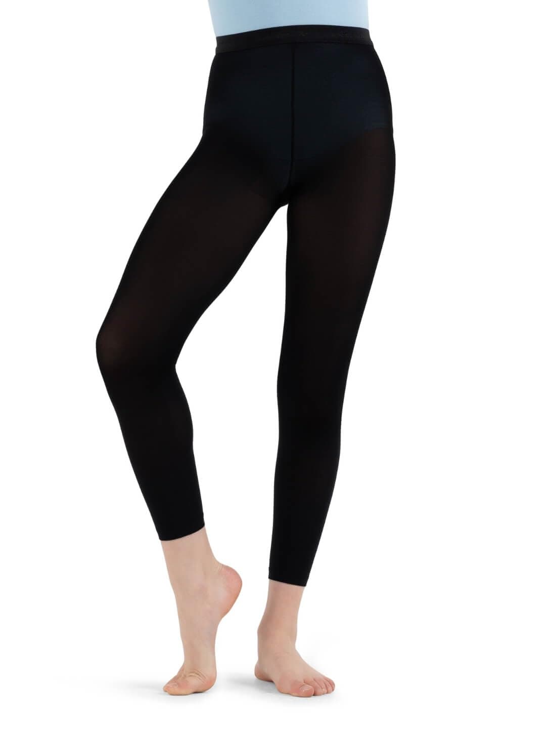 Capezio girls Hold & Stretch Footless Socks athletic dance tights, Black, 8 10 US