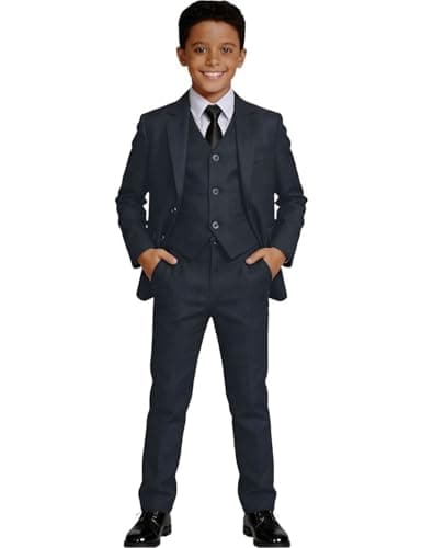 Visaccy Kids Suit for Boys Toddler Wedding Outfit Graduation Suits for Kids Toddler Pants Slim Fit Boys Suit Dark Gray Size 10