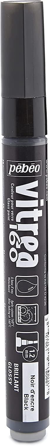 Pebeo Vitrea 160 Glossy Glass Paint Marker Ink Black 118088