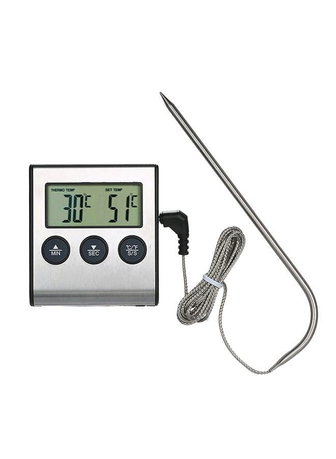 LCD Food Thermometer Silver/Black 2.56 x 2.83 x 0.71inch