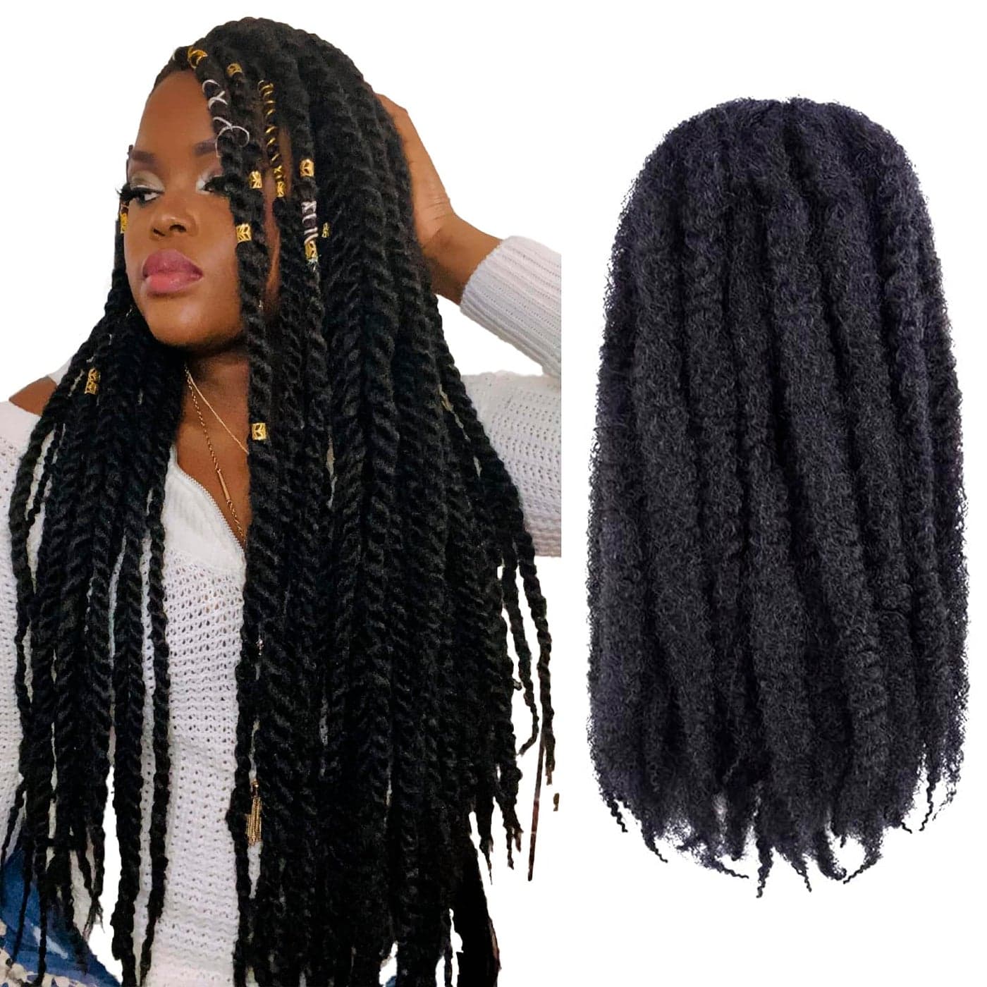ToyoTress Marly Twist Braiding Hair 18 Inch 6 Packs Marley Hair For Faux Locs Afro Kinky Curly Marley Braids Crochet Hair Synthetic Braiding Hair Extensions 18 Inch 16P