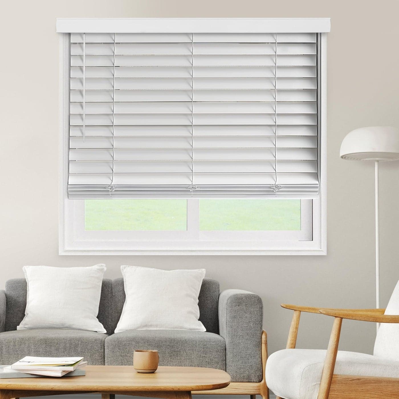 CHICOLOGY Faux Wood Blinds Window Blinds Wood Blinds Window Shades Window Treatments Blinds Shades Window Shades For Home Wooden Blinds 40W X 72H Basic White