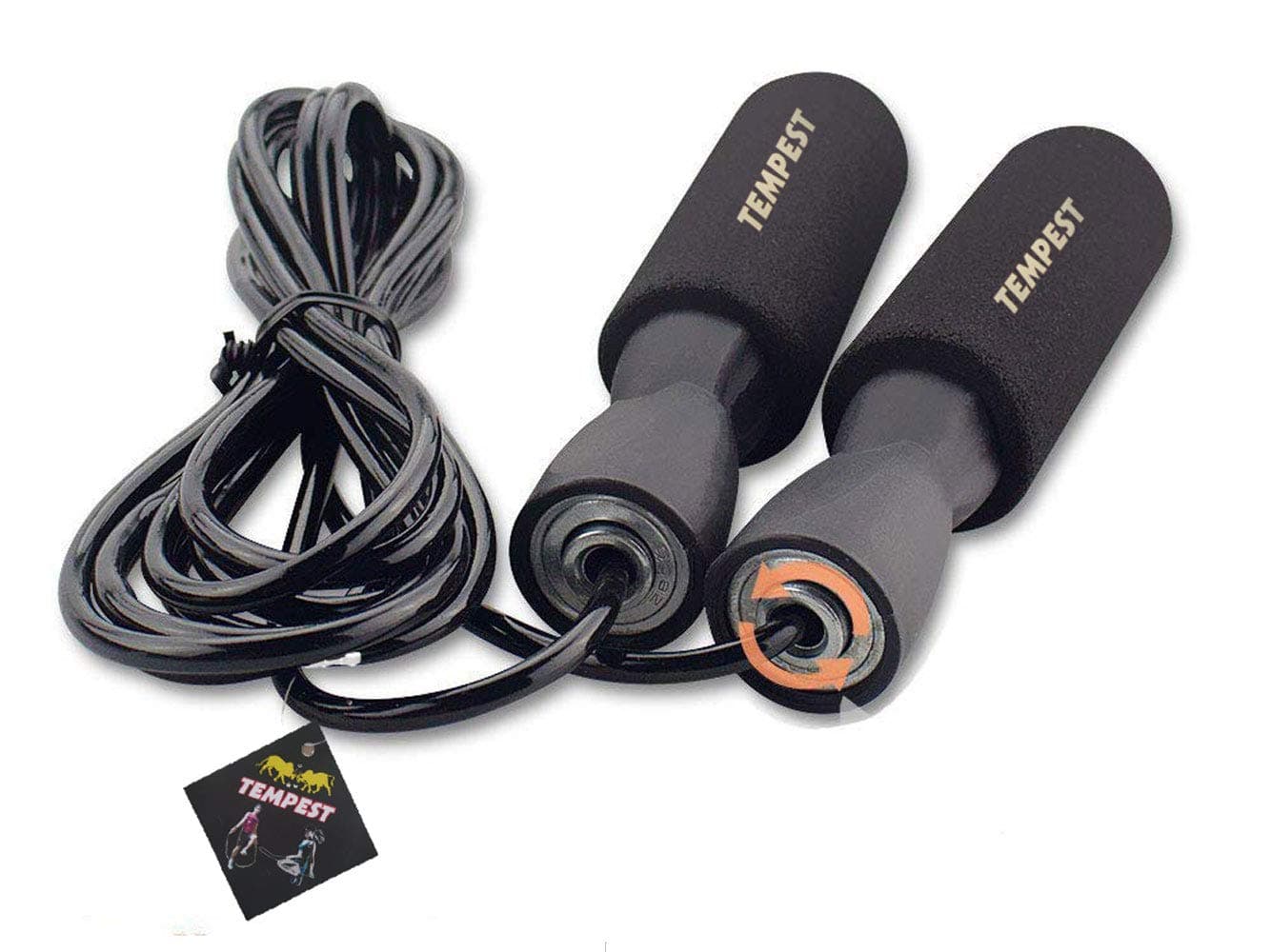 TEMPEST Polyvinyl Chloride Adjustable Jump/Skipping Rope for Workout , Fitness ( Black )