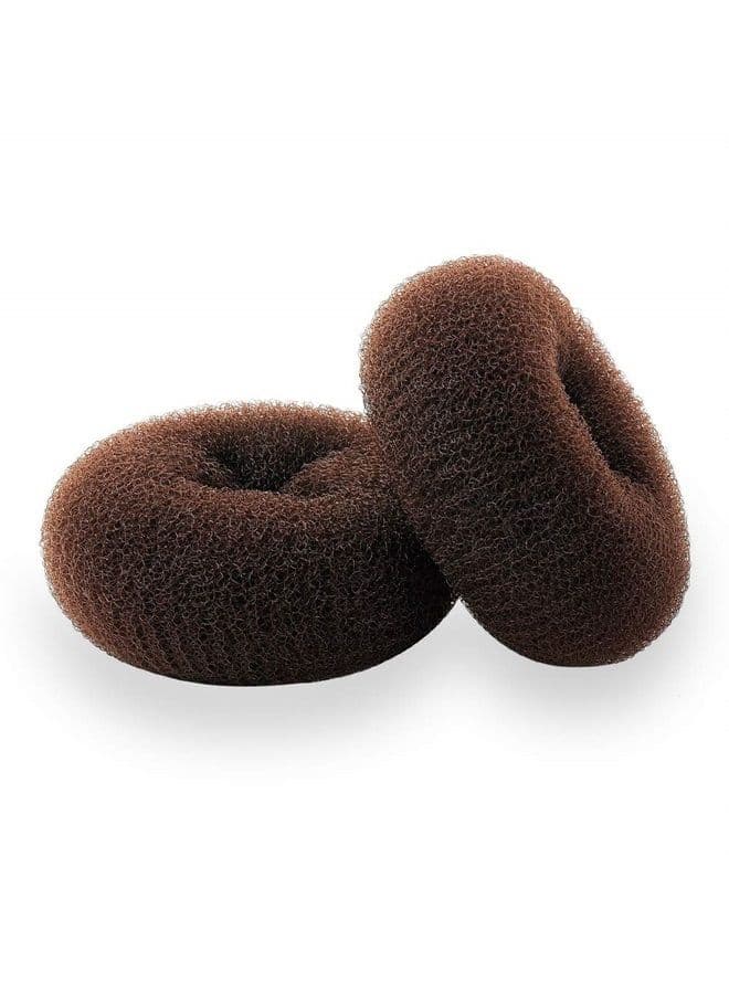 Hair Donut Bun Maker, Ring Style Bun, 2PCS Chignon Hair Large Doughnut Shaper for Thick and Long Hair (Large, 3.5 Inch/Brown)