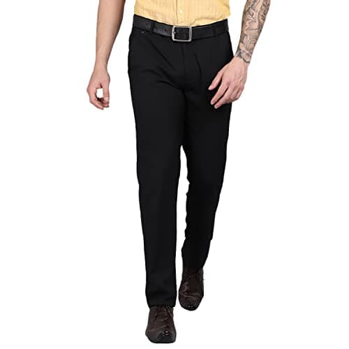 Cantabil Men Black Regular Fit Formal Trouser (MTRF00063_Black_36)