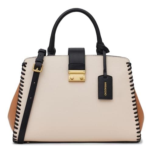 Miraggio Dune Satchel Bag With Adjustable & Detachable Crossbody Sling Strap for Women (Beige)