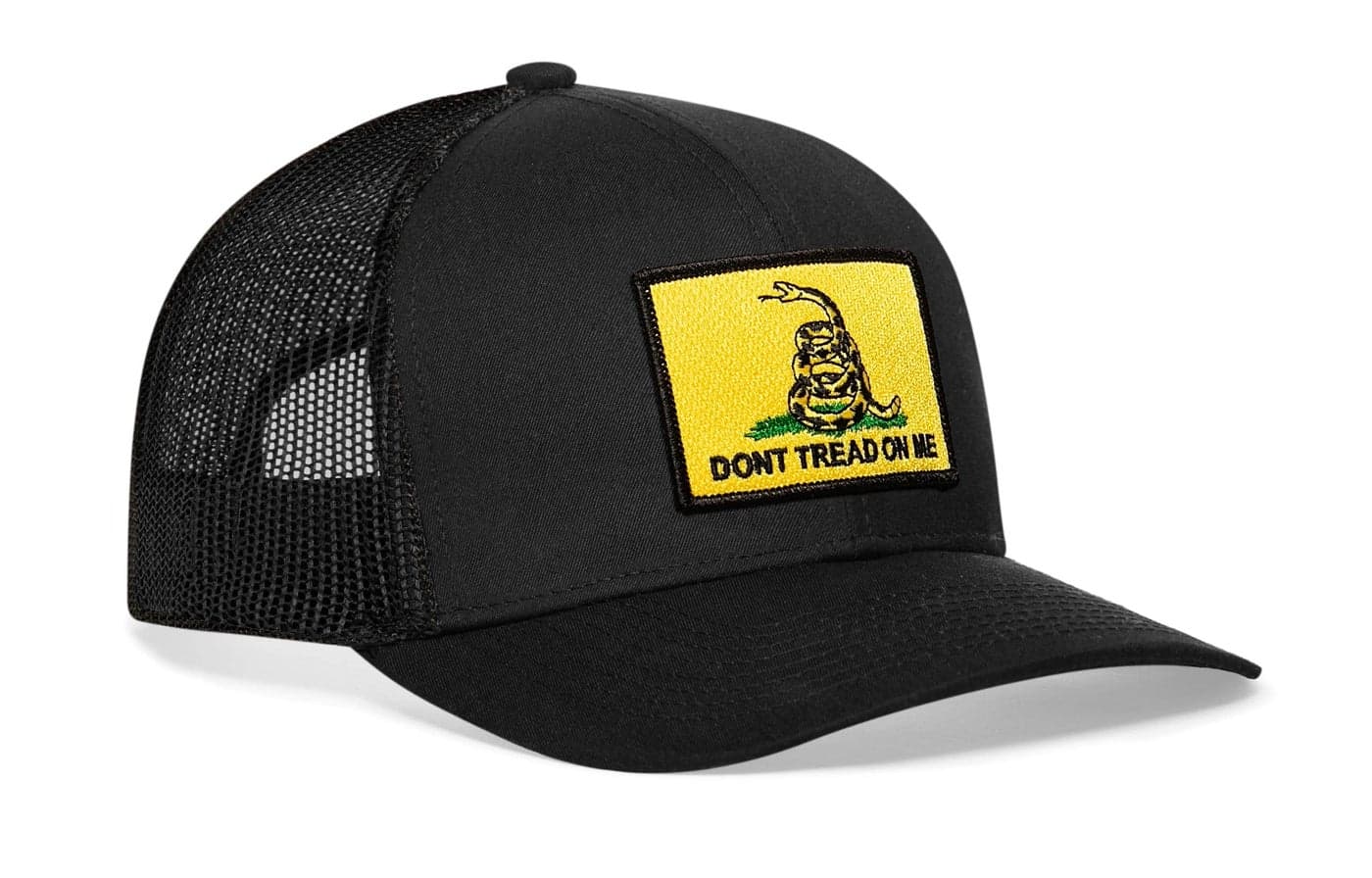 HAKA Dont Tread on Me Black Trucker Hat – Gadsden Flag Mesh Snapback Cap for Men, Women & Golf, Patriotic Baseball Dad Hat