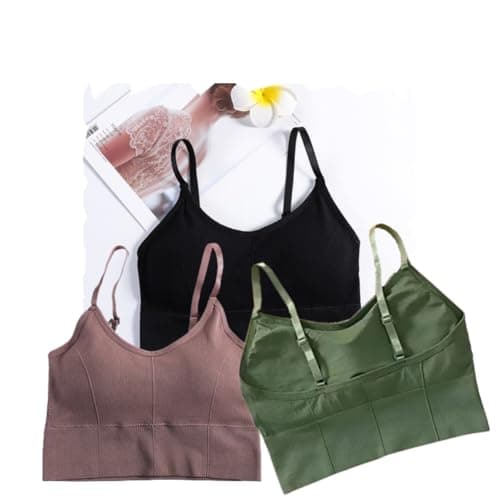 Acnos Black Pink Green Women Cotton Padded Wire Free Sports Bra Fitness Yoga Gymwear Fashionable Lifestyle Outdoor Life Free Size Pack of 3