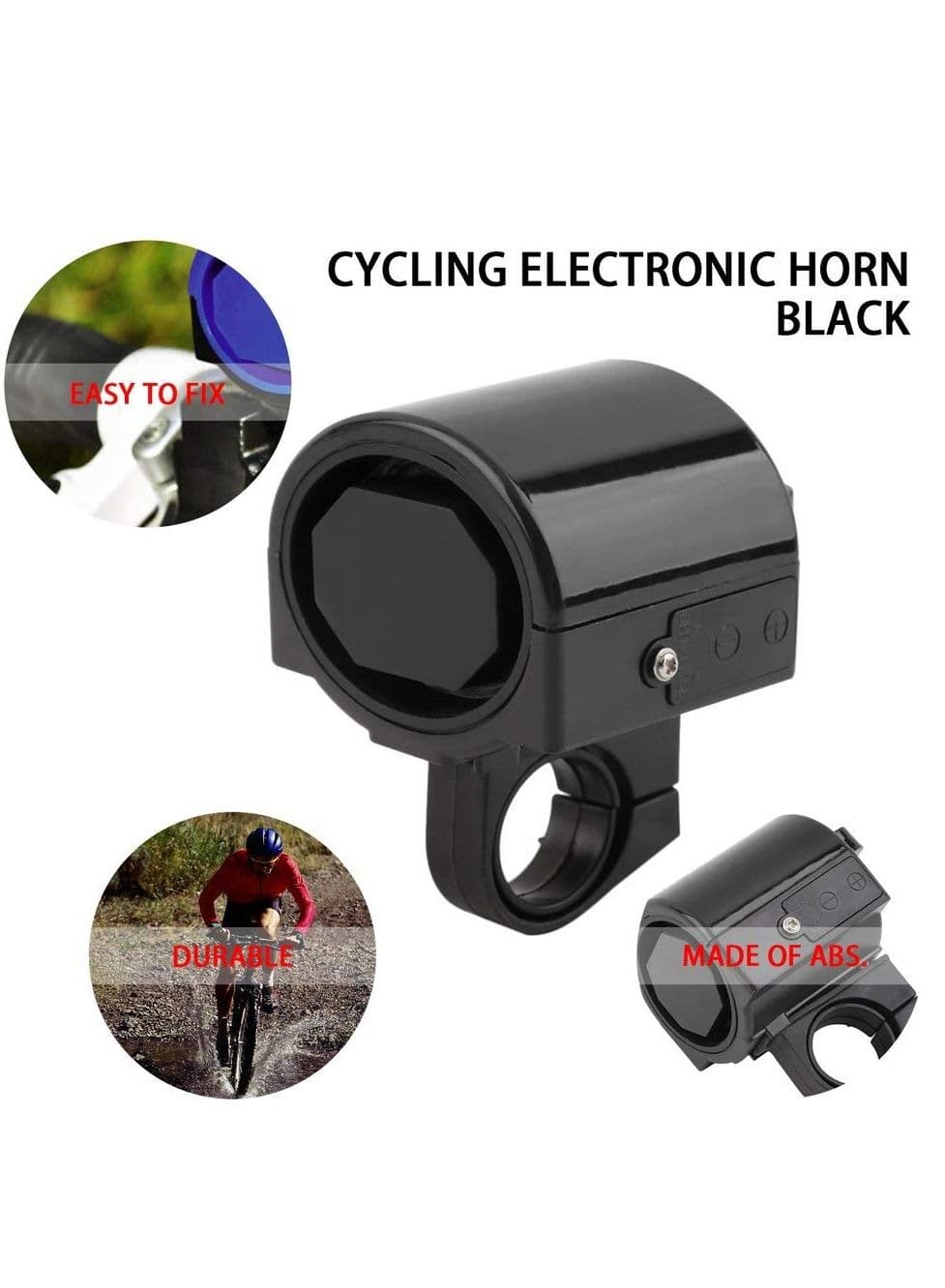 Road Bicycle Bike Electronic Bell Loud Horn Cycling Hooter Siren Holder (Black)