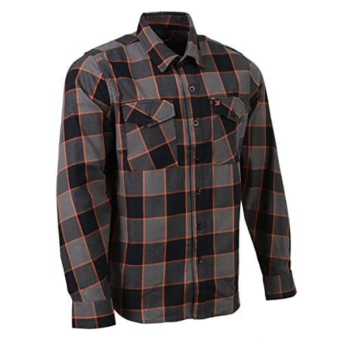 Milwaukee Leather MNG11648 Men's Grey with Brown and Orange Long Sleeve Cotton Flannel Shirt - X-Large