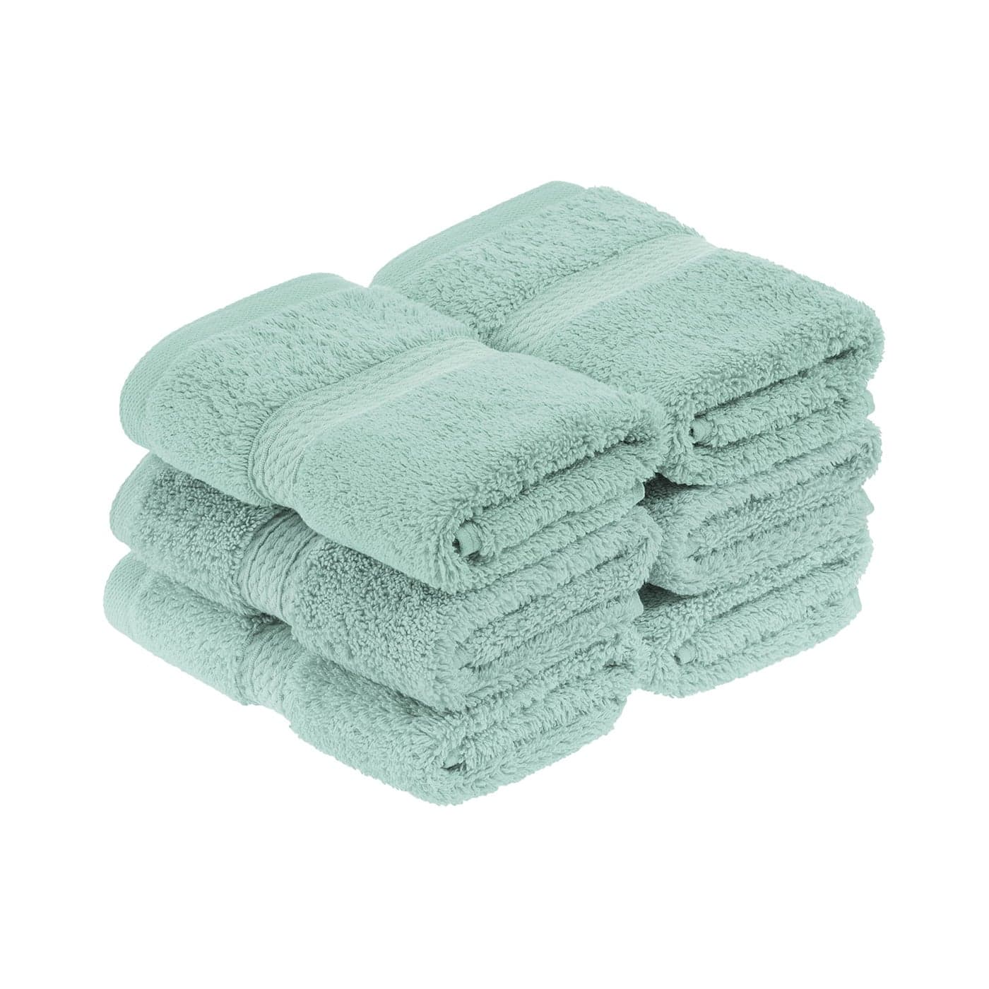 Superior Egyptian Cotton Pile Face TowelWashcloth Set of 6 Ultra Soft Luxury Towels Thick Plush Essentials Absorbent Heavyweight Guest Bath Hotel Spa Home Bathroom Shower Basics Sea Foam