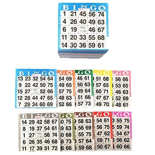 American Games Bingo Paper Game Cards 1 Card 10 Bingo Sheets 200 Books Standard Size 4 Square 10 Colors Made in USA
