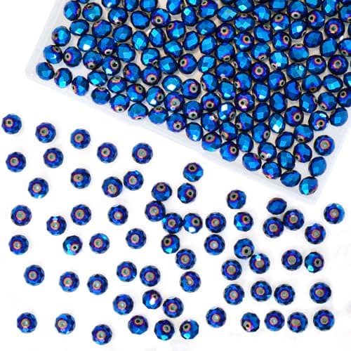 Laopottbeads 220Pcs 10mm Crystal Glass Beads for Jewelry Making Beads for Bracelets Necklace Pendants Making SuppliesPeacock Blue