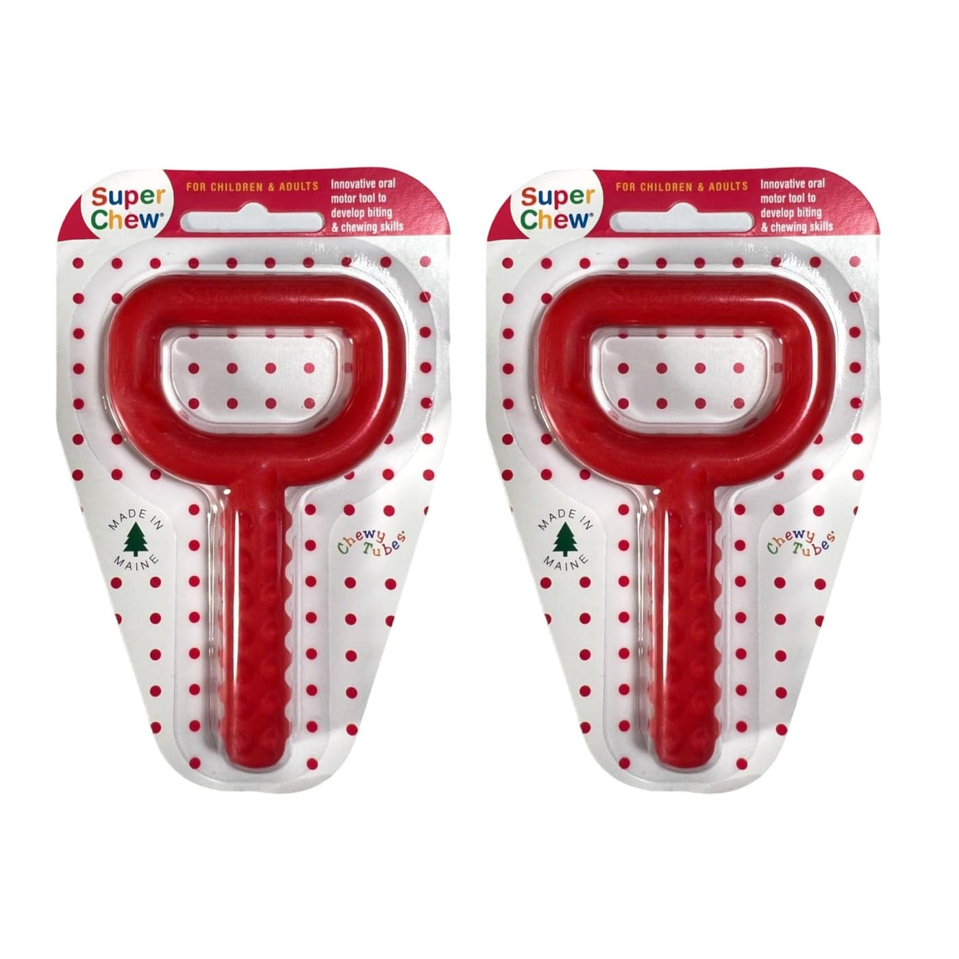 Chewy Tubes 2 Pack Red Super Chews Pediatric and Adult Sensory Treatment Tool