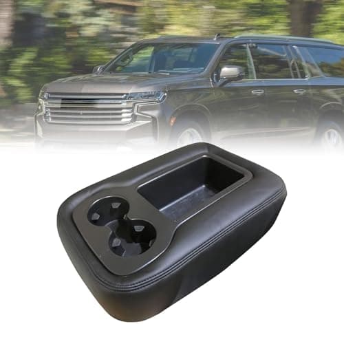 Priprilod Black Leather Center Console Jump Armrest Cover Fit for Chevy Silverado Tahoe Suburban Avalanche GMC Sierra Yukon XL 2007 2008 2009 2010 2011 2012 2013 with Zipper Designonly Leather