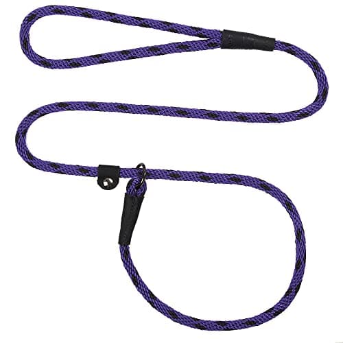 Mendota Pet Slip Leash - Dog Lead and Collar Combo - Made in The USA - Black Ice Purple, 1/2 in x 6 ft - for Large Breeds