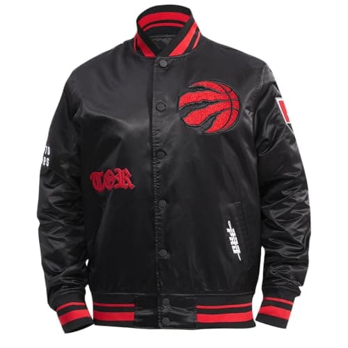 Pro Standard Mens NBA Toronto Raptors Old English Satin Jacket