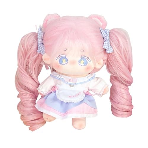 CALEMBOU Plush Doll 20cm Cute Cotton Doll with Skeleton Anime Plushies Soft Stuffed Dress Up Dolls Kawaii Plush Toys Gift Come with Doll Clothes DollClothesMaybePink