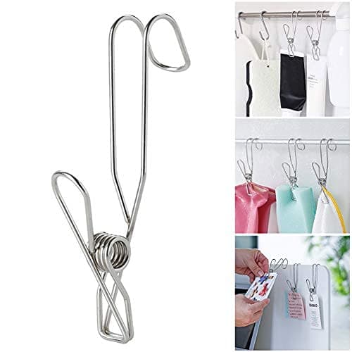Iktu Stainless Steel Ordinary Note Pad Hook Clip Student Stationery Supplies Hanger Balcony Quilt Laundry Windproof Hanging Clamp Towel Holder (3 Pieces)