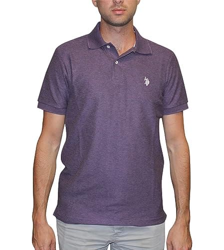 U.S. Polo Assn. Men's Ultimate Pique Polo, with Iconic Logo, Casual and Sports Wear Polo Shirt, Purple Mountain Heather, Small