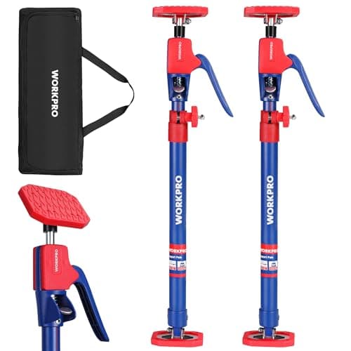 WORKPRO Cabinet Jack Support Pole, 23-5/8" to 45-1/4" Steel Telescopic Quick Support Rod Adjustable 3rd Hand Support System with 154 lbs Capacity for Cabinet Jack, Drywall Jack& Cargo Bars, 2-Pack