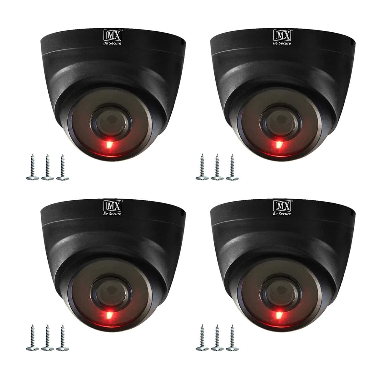 MX Dummy CCTV Camera/Dummy CCTV Dome Camera (Fake Camera No Audio/No Video) with Battery Operated Red Led Light is Ideal for Home, Office Dummy 2 (PACKOF4)