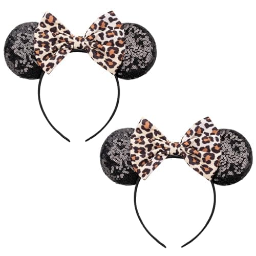AQOKKA Mouse Ears Headbands with Bow Minnie Ears Cosplay Costume Hair Accessories for Women Girls Birthday Party Decoration