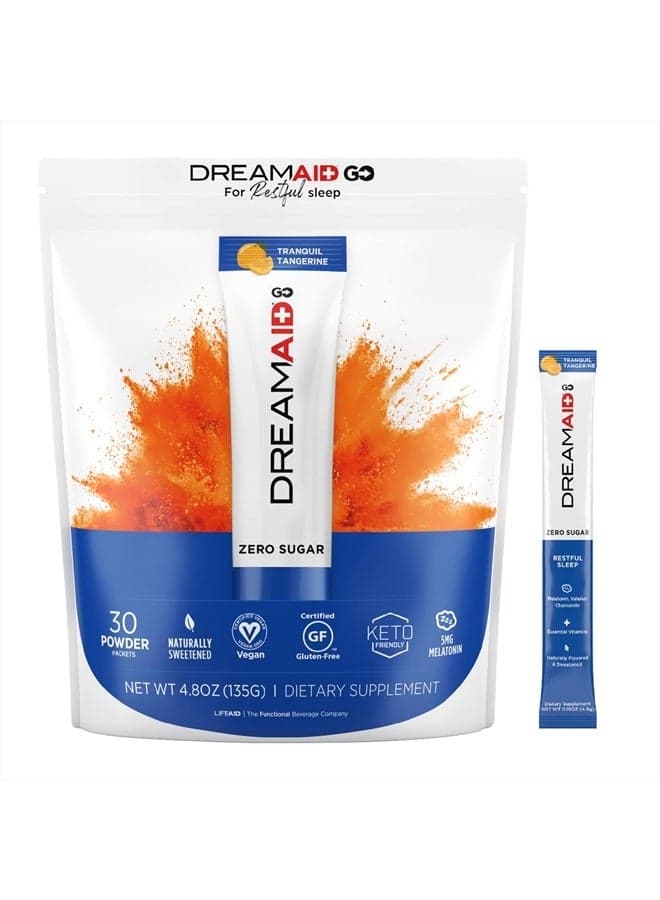 Sleep Aid Drink with Melatonin + Chamomile, DreamAid Helps Adults Fall Asleep Faster, Sleep Longer and Waking up Feeling Rejuvenated - Zero Sugar & Keto Friendly, 30 Count (Pack of 1)
