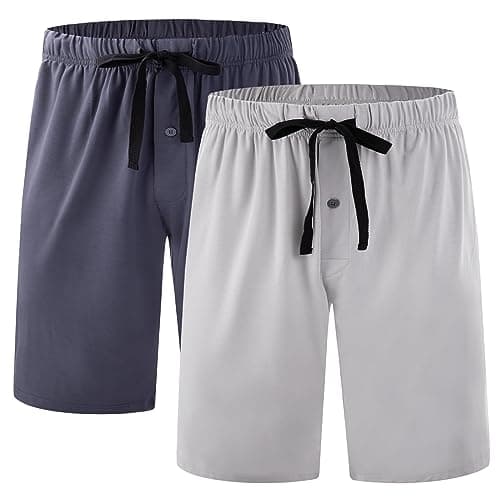 Men’s Pajama Shorts Soft Sleep Shorts Comfy Lounge Pajama Bottoms with Pockets (2 Pack)