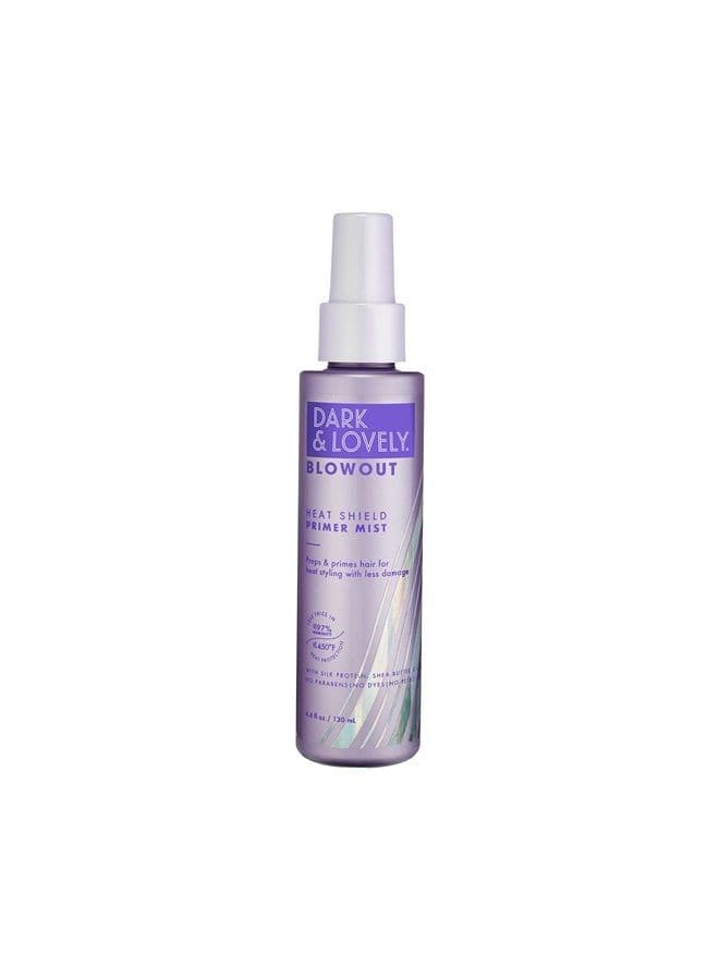Dark and Lovely Blowout Heat Shield Hair Primer, Blow Dry Spray & Heat Protectant with Castor Oil, For Curly Hair, All Hair Types 4.4 fl oz